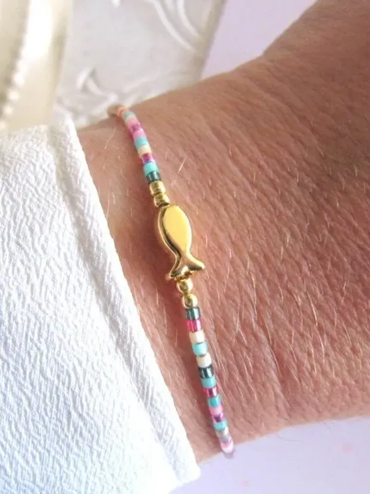 Miyuki bracelet fish, gift Card, Dainty & Beaded Tiny beads, Miyuki bracelet, bracelet mom, gift woman, bracelet valentine gift, jewellry