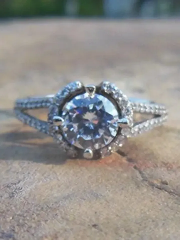Solid 14K White Gold 6MM Round Fashion Semi Mount Ring / Diamond Ring / Engagement Ring
