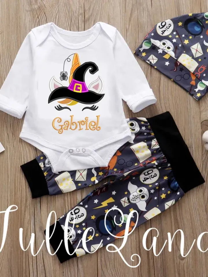 Unicorn Halloween with Hat Machine embroidery applique design