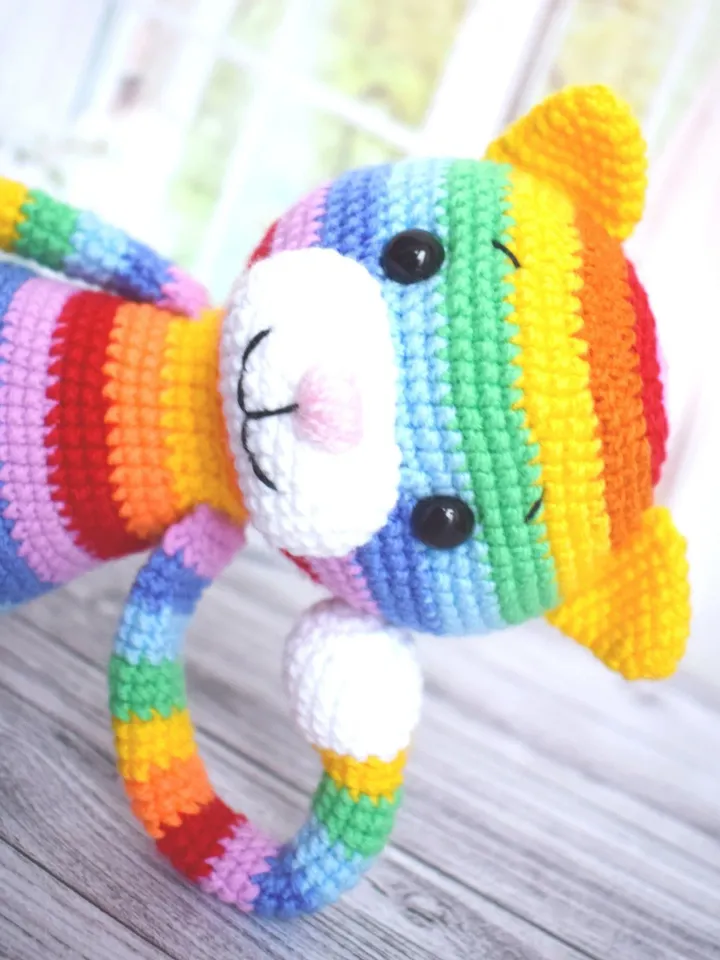 Rainbow cat TO ORDER Cute knitted kitten Funy animal Amigurumi Gift for children Moms favorite cat