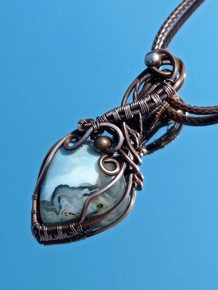 Wire wrapped wedding Handmade Jewelry, Opal owaihi Amulet Necklace