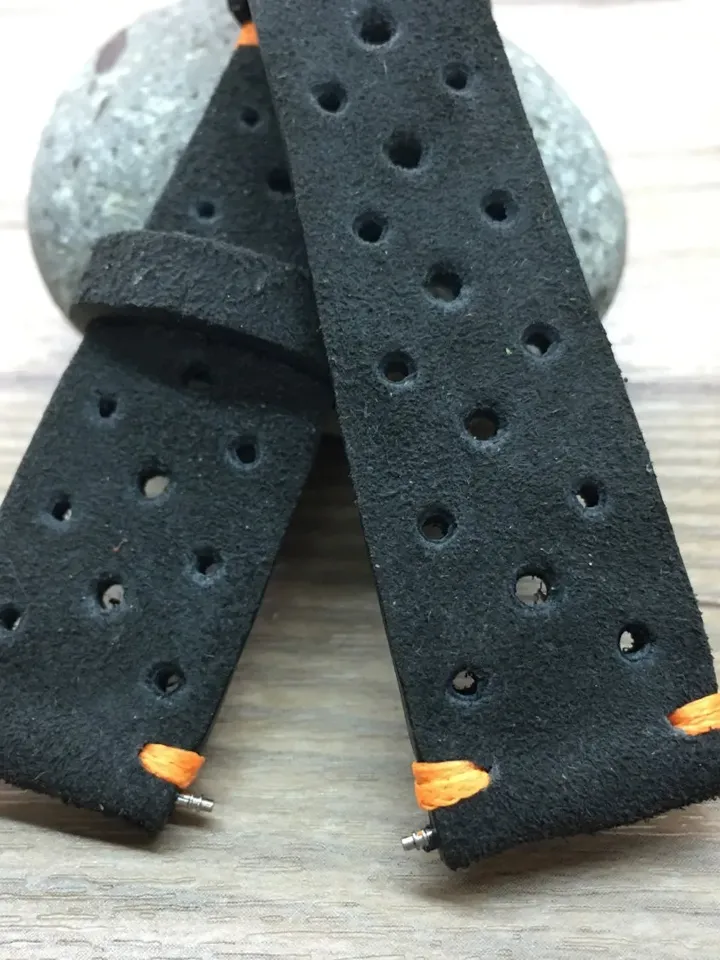 Leather watch strap, Leather watch band, Suede grey, Rally Watch strap, Racing watch band, 20mm watch band, FREE SHIPPING