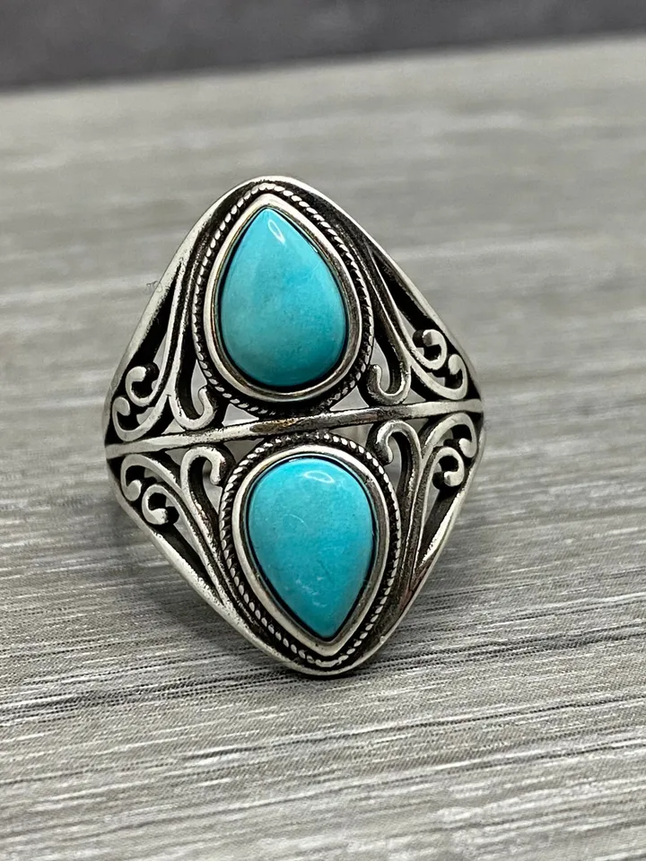Turquoise Ring, 925 Turquoise Silver Ring, Turquoise Statement Ring, Turquoise Boho Ring, Big Turquoise Ring, Silver Turquoise Ring, Boho
