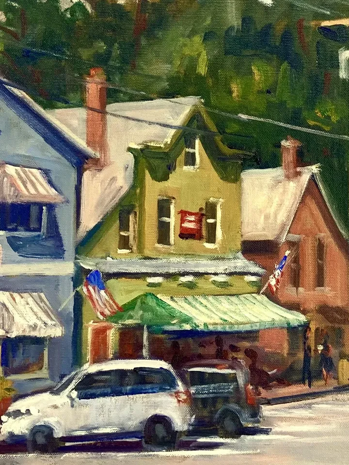 Large Original Berkshires Landscape Painting -Main Street/West Stockbridge- 22x28 Oil on Linen, Plein Air Impressionism, Signed Original