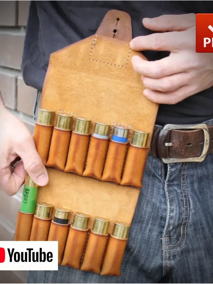 PDF pattern leather Bandolier for 12 rounds of 12 gauge. OTH11