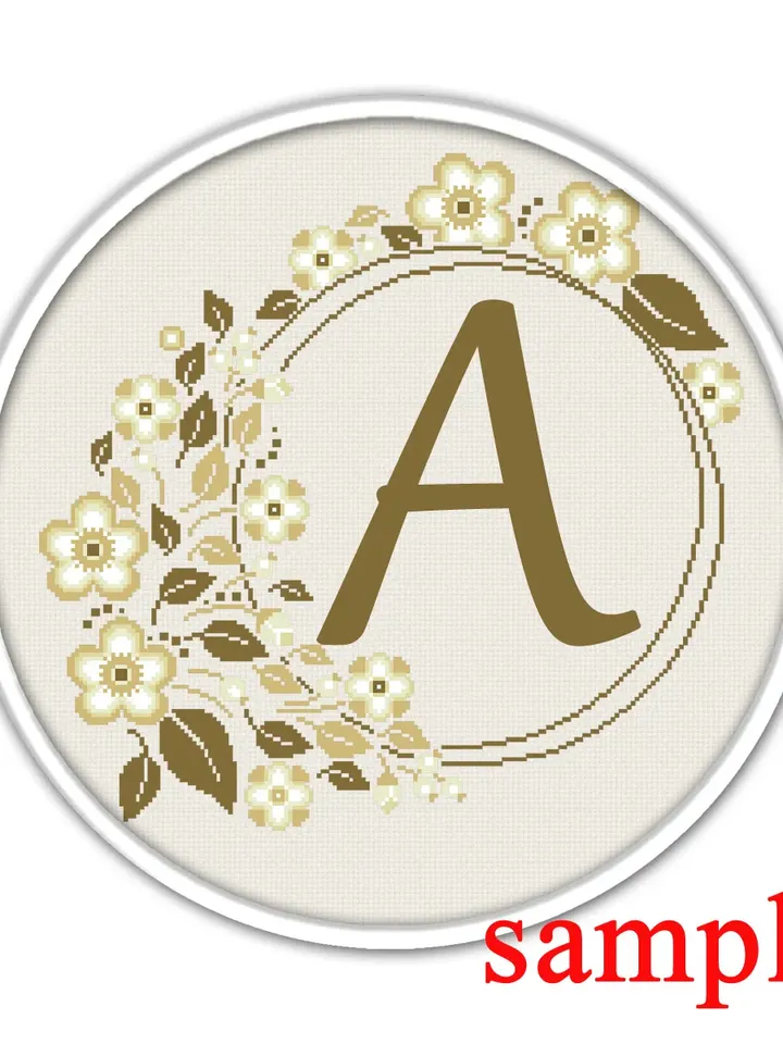 Floral Wreath cross stitch pattern. Flower frame cross stitch. Modern cross stitch.