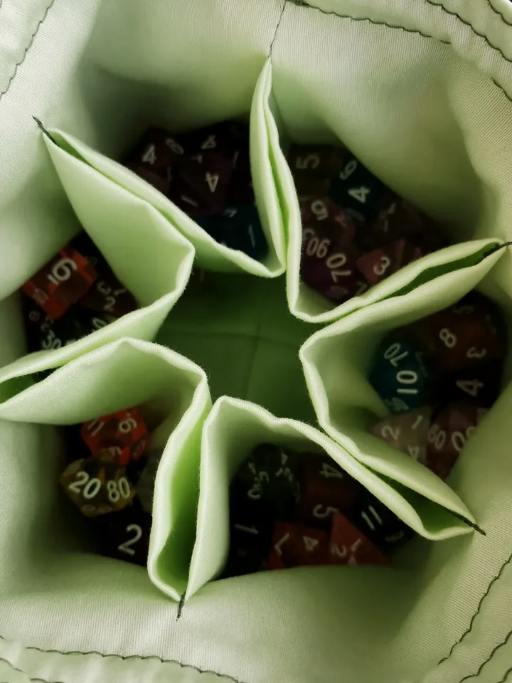Large dice bag with pockets for 150-200 dice Green leaves
