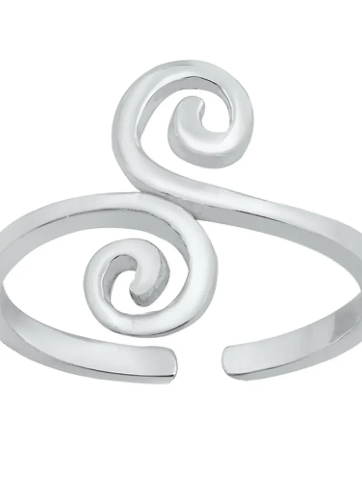 Toe Ring. Sterling Silver Toe Ring, swirl toe rings for women