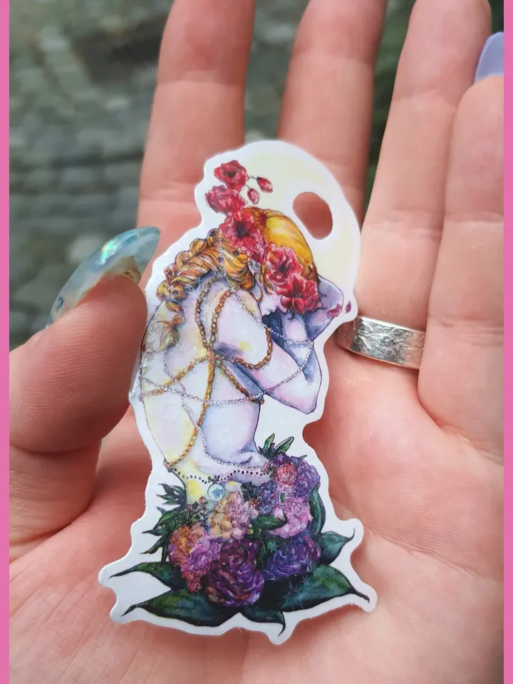 Sticker Set 6 pcs + Holographic | Flowers, Mythology, femme-style | Holo sticker| Sticker watercolor | Sticker mythology | Greek Gods
