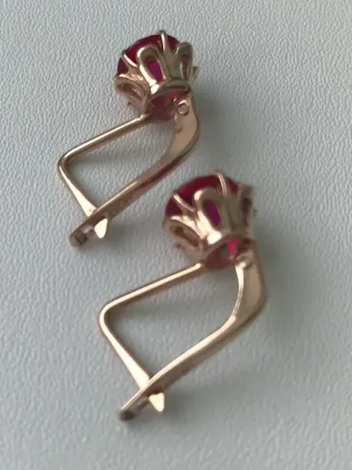 Graceful 14K Original Earrings USSR 583 Rose Gold with beautiful pattern Vintage Soviet Retro Russian Women's jewelry