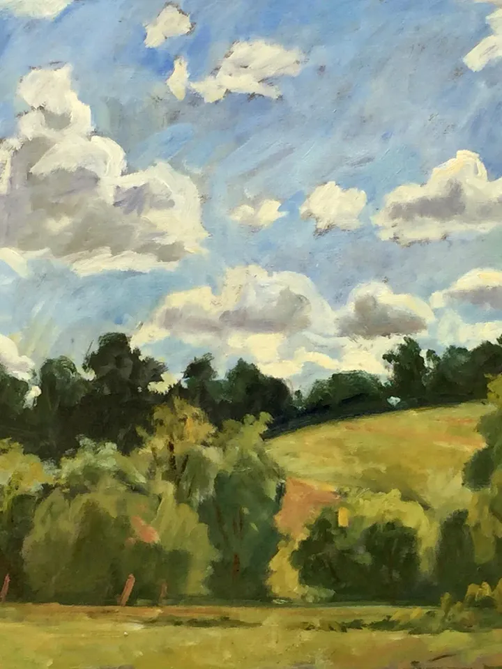 Large Original Landscape Painting - Hills and Sky/Berkshires- 20x30 Oil on Linen, Impressionist Plein Air Fine Art, Signed Original