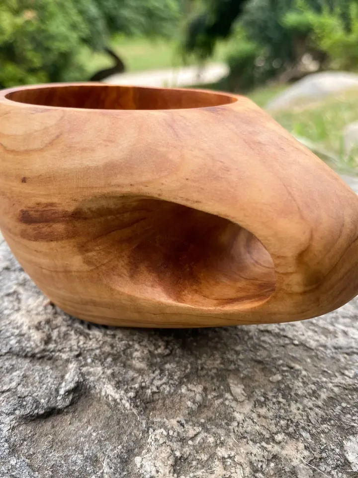 Handmade Olive Wood Kuksa, Wooden Coffee Mug, Camping Cup