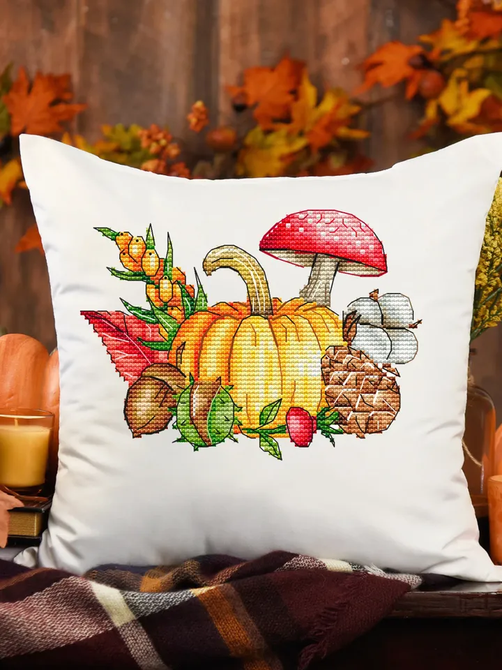 Mushroom Cross Stitch Pattern, Pumpkin Cross Stitch, Nature Counted Cross Stitch Pattern, Forest Cross Stitch PDF Instant Download