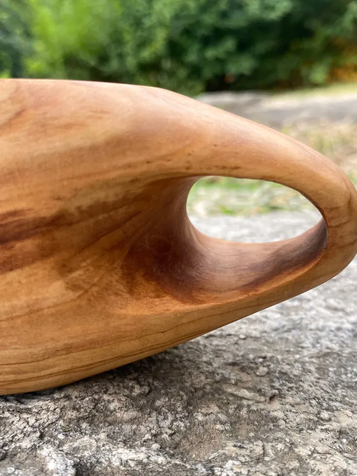 Handmade Olive Wood Kuksa, Wooden Coffee Mug, Camping Cup
