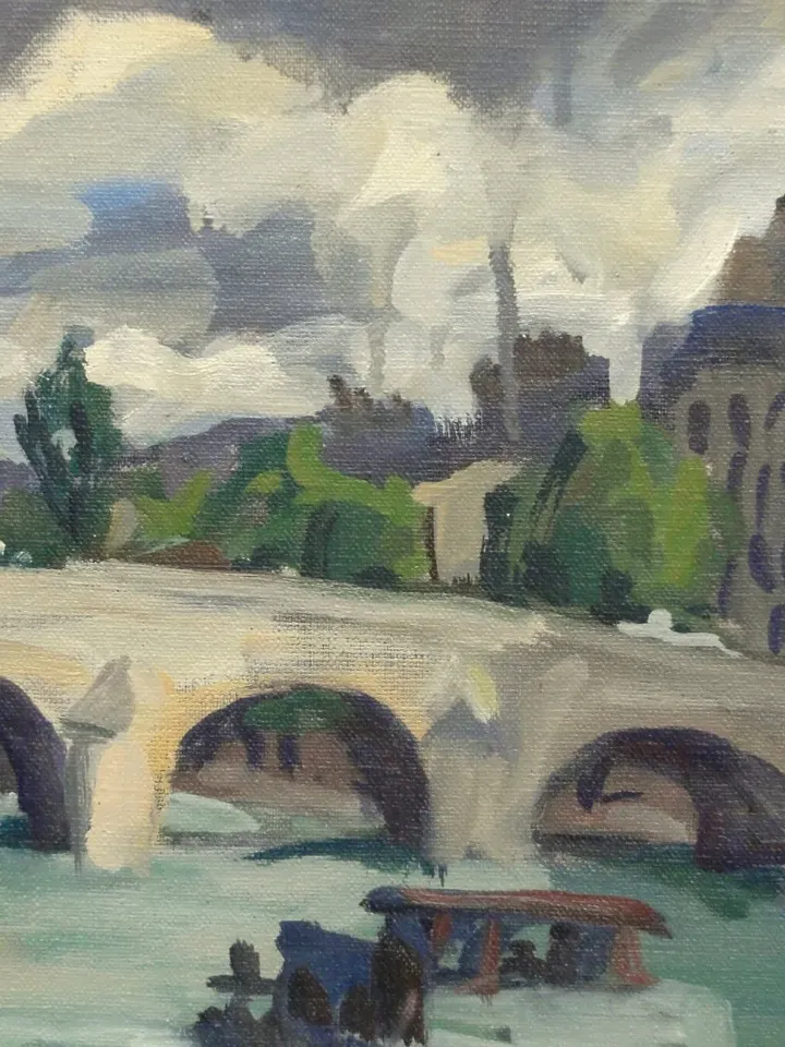 Original Paris Landscape Painting -The Seine- 20x24 Oil on Canvas, Large Impressionist Plein Air Cityscape, Signed Original Realist Fine Art