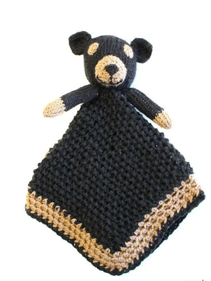Black Bear Gift Set and Photoshoot Props, Woodland Animals Nursery Décor, Baby Shower Gift Ideas for New Moms, Crochet Lovies, Safari Animal