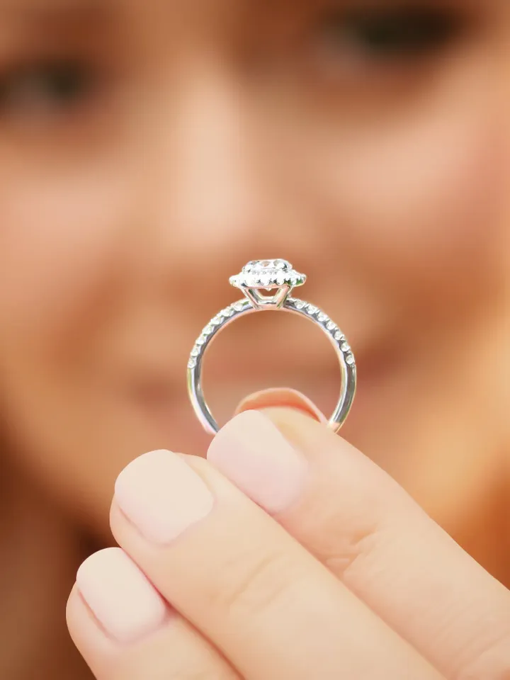 ROUND HALO RING | Round Cut 1.5 Ct Simulated Diamond Gold Ring | Women Halo Diamond Engagement Eternity Ring | Women Wedding Gifts