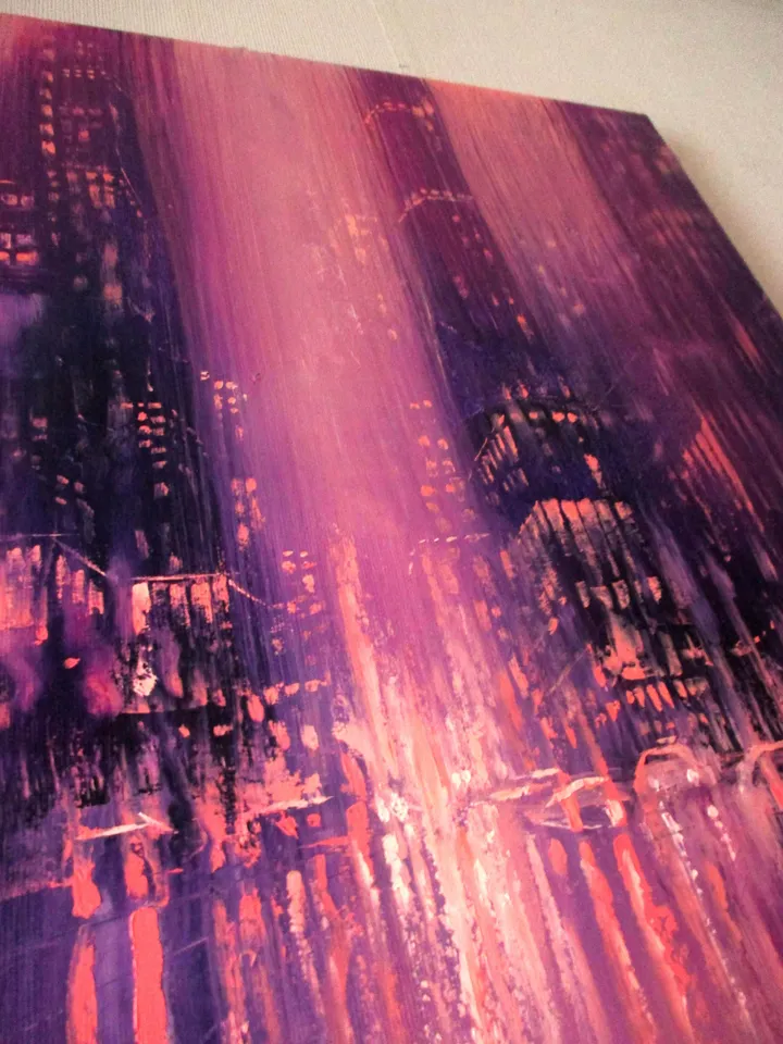 ORIGINAL OIL PAINTING on Canvas, Night City Original Painting Modern Original Art by "Walperion Paintings"