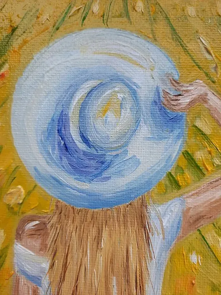 Sunflower field painting Girl in the field wall