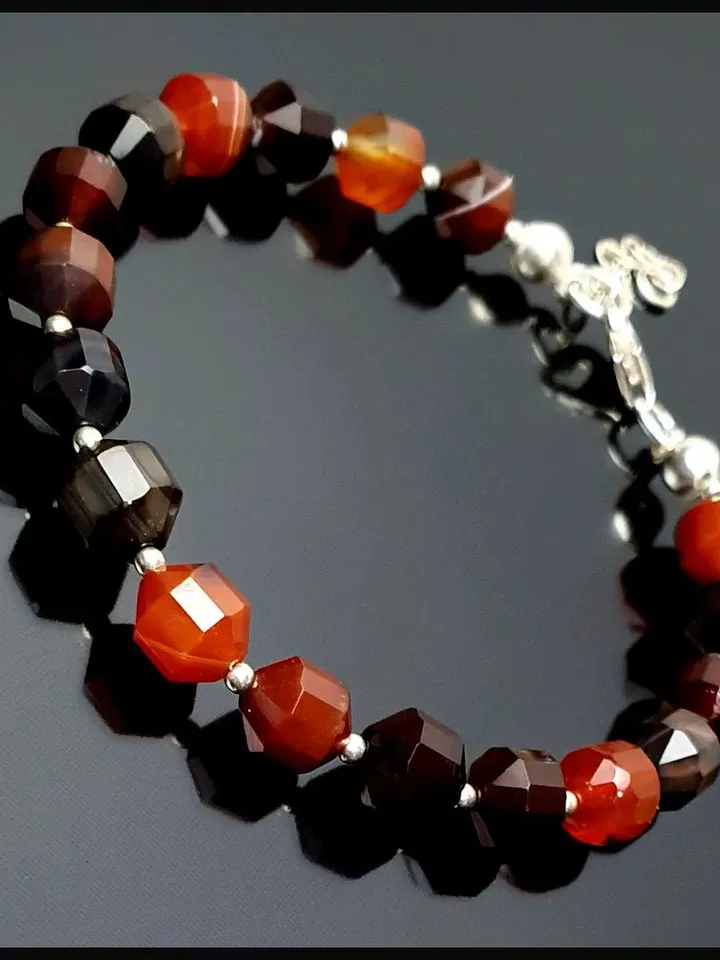 Natural Red Agate Bracelet with Solid Silver Accessory, Valentine's Gifts for Women, Jewelry Present for Girlfriend, Gifts for Mother' Day