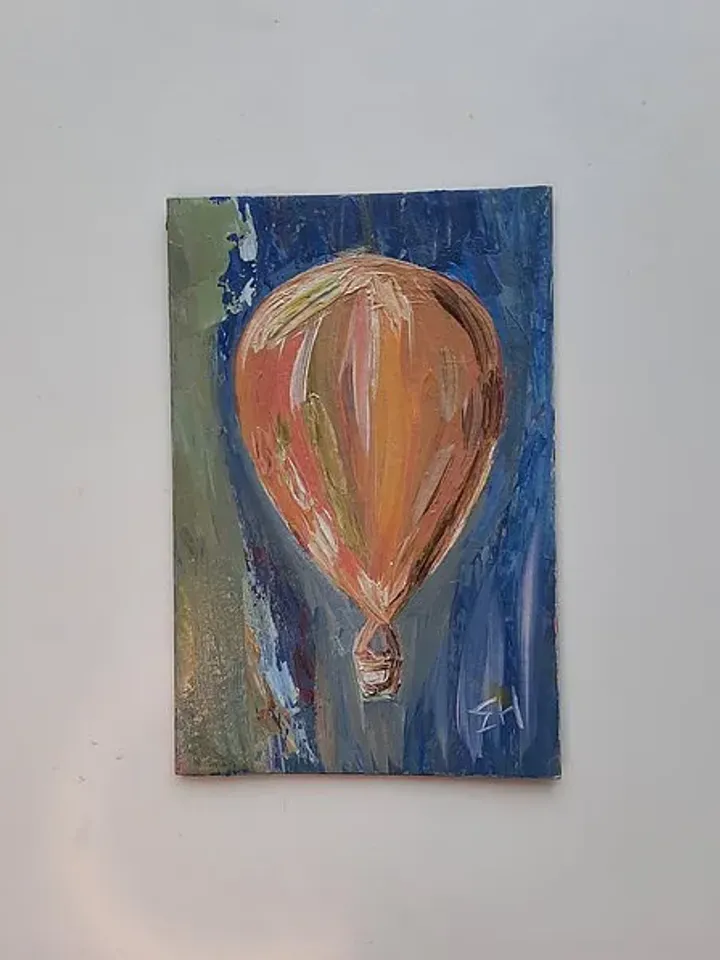 Hot air balloon oil painting Hot air balloon wall art Small painting