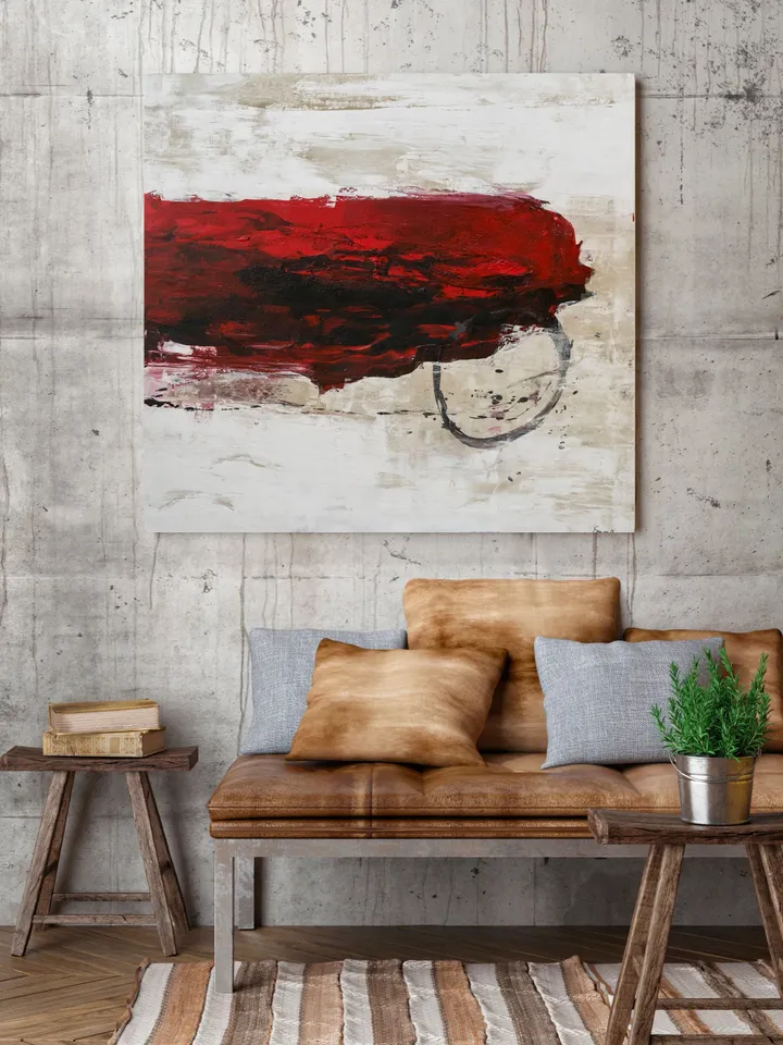 Abstract painting.Abstract Art. Original Painting.Square Painting. Modern Art. Red Painting. Acrylic on canvas. Home Decor
