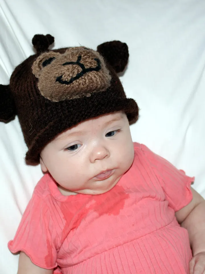 Knitted Monkey Hat, Wild Animal Photo Shoot, Safari Themed Party, Child Hats, Gender Reveal, Toddler, Child, Sizes: 1-3 Years & 4-12 Years