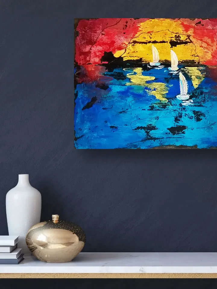 Ukrainian art Painting of sailing ships at sunset Ukrainian artist Ukraine shops Ukraine sellers Digital file Ukraine Stay with Ukraine