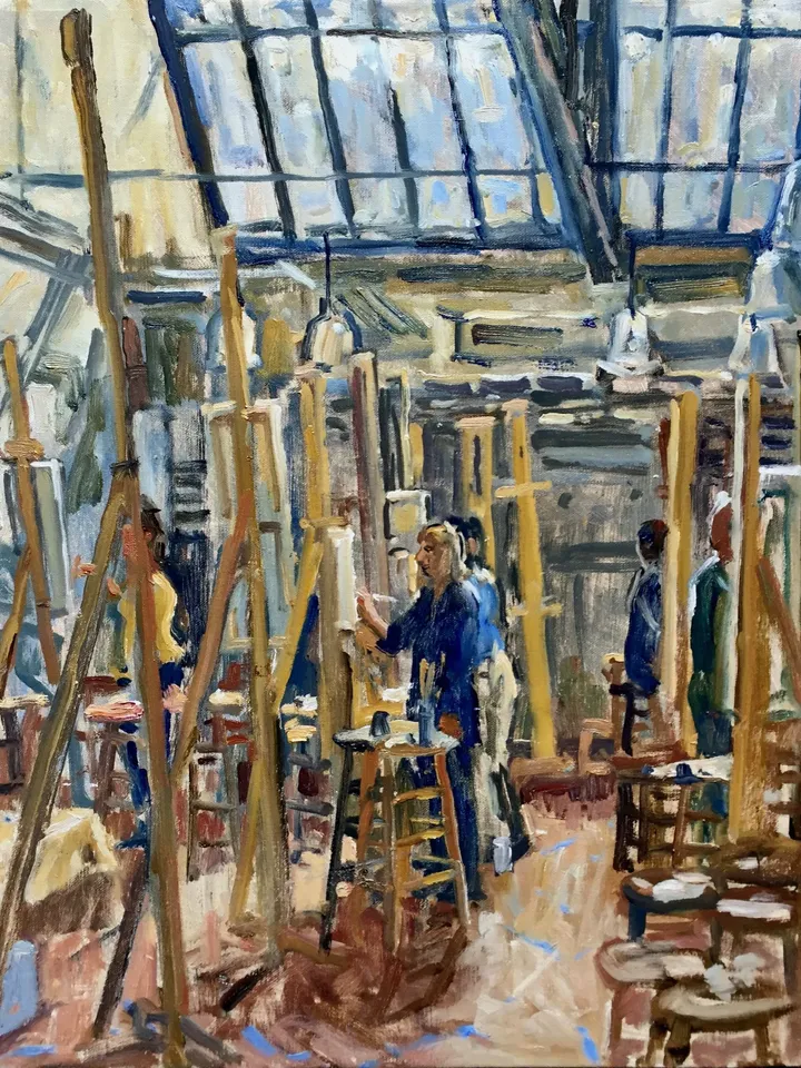 16x20 Studio Interior Painting -Morning Light/Art Students League of New York- Oil on Canvas, Realist NYC Signed Original Fine Art