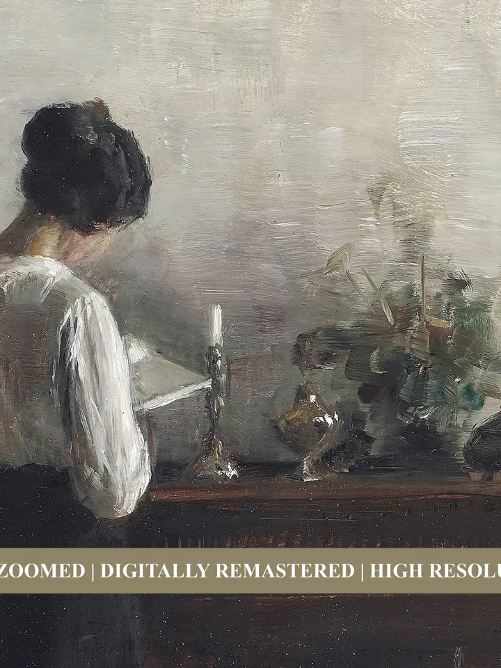 Antique Woman Reading Portrait Oil Painting, Vintage Wall Decor, Printable Art, Digital Download | 365