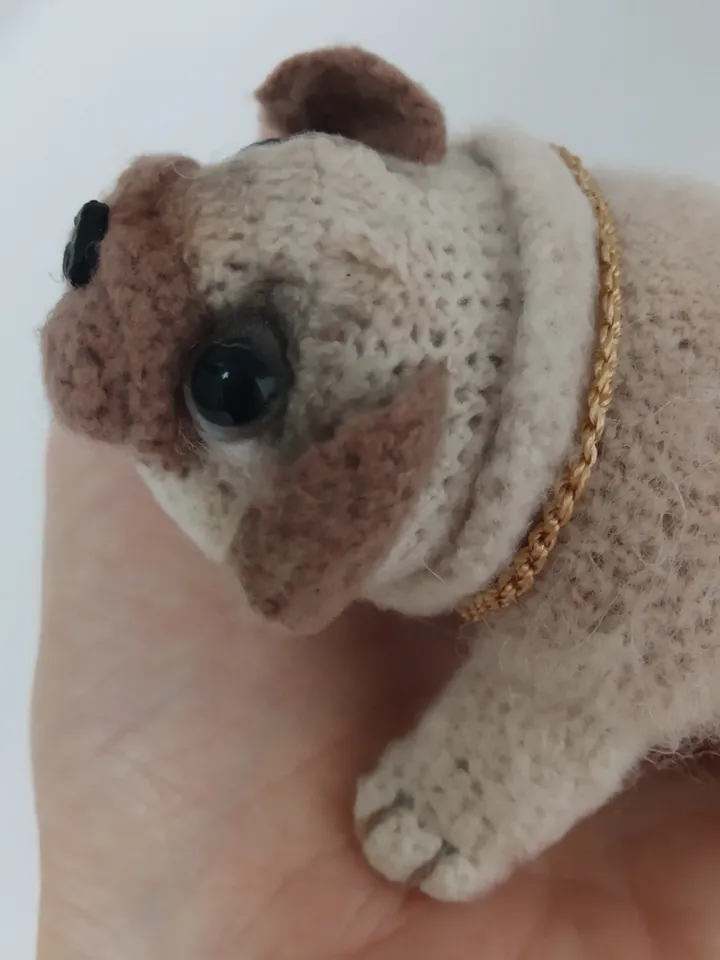 Miniature pug puppy realistic toy for doll house, pug mini car keychain, miniature souvenir dog