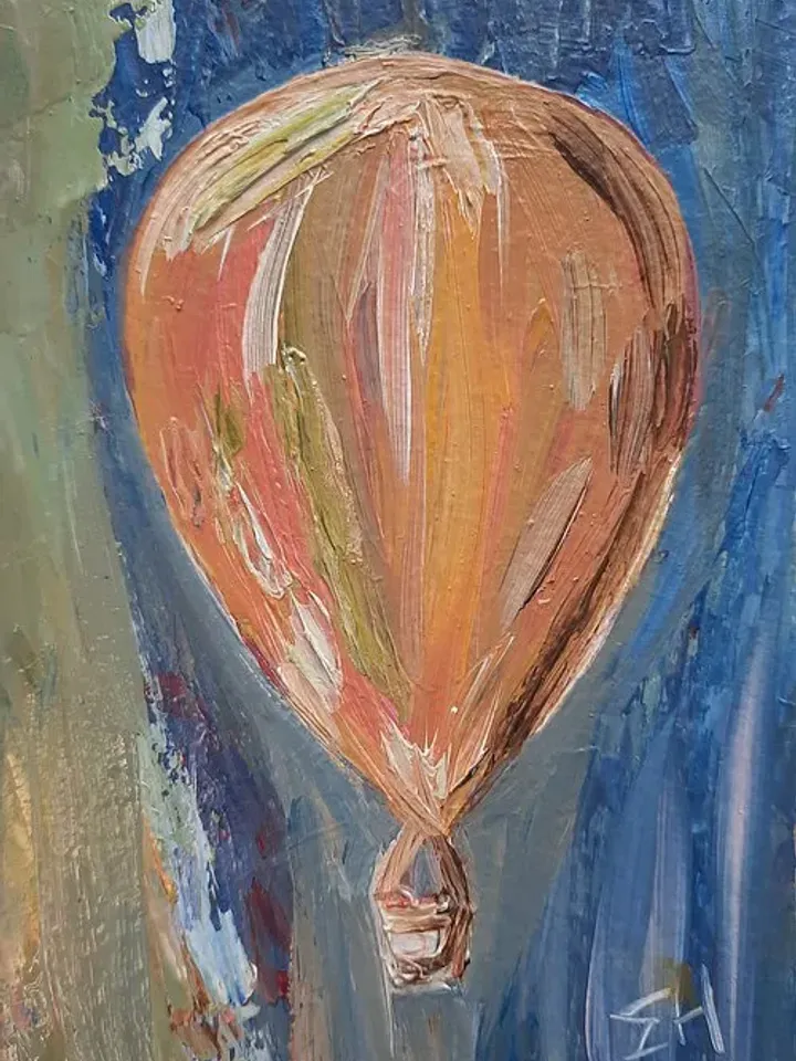 Hot air balloon oil painting Hot air balloon wall art Small painting