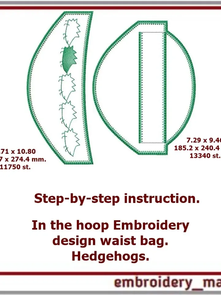 In the hoop Embroidery design waist bag Hedgehogs