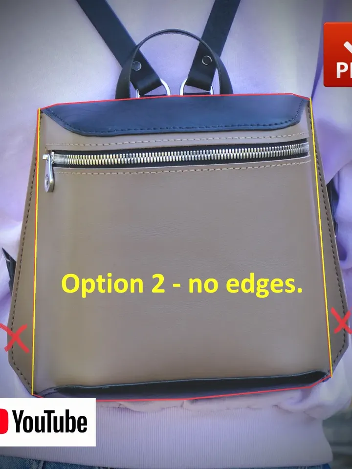 PDF leather pattern - Women's leather backpack. BG15
