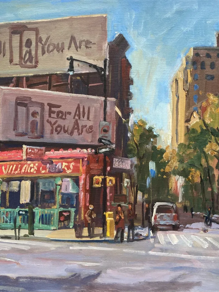 Village Cigars/West Village/NYC- Large Original New York Cityscape Painting, 16x20 Oil on Linen, Contemporary Impressionist Fine Art