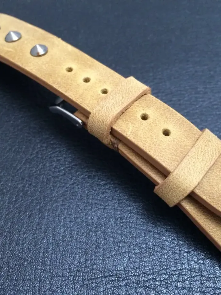 leather watch band, leather watch strap, 20mm watch band, 20mm strap, 19mm watch strap, 16mm buckle, khaki watch band, FREE SHIPPING