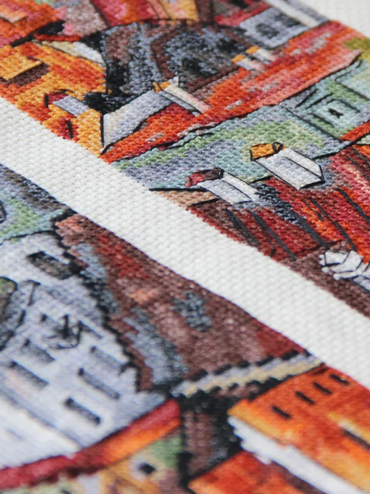 Prague picture. Finished cross stitch painting