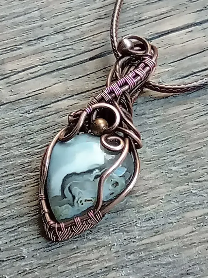Wire wrapped wedding Handmade Jewelry, Opal owaihi Amulet Necklace