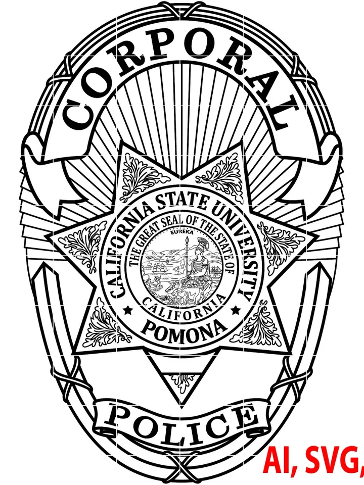California State University Police Corporal Badge, Logo, Seal, Custom, Ai, Vector, SVG, DXF, PNG, Digital