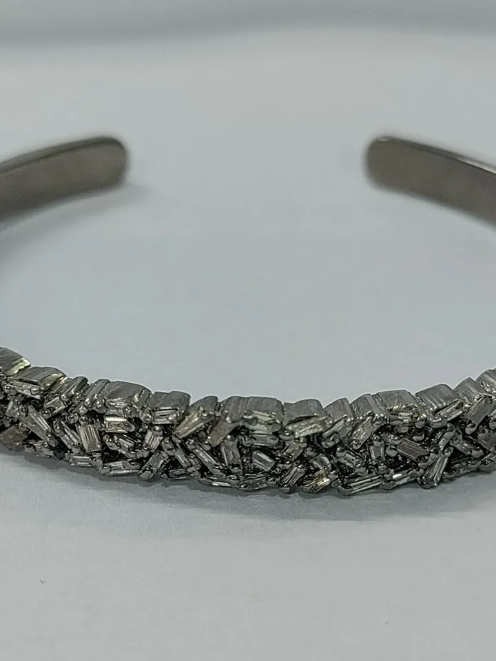 Diamond Bangle, Baguette Cut Diamond Bangle, Adjustable Bangle, 925 Sterling Silver Bangle, Baguette Bracelet, Victorian Cuff Bangle