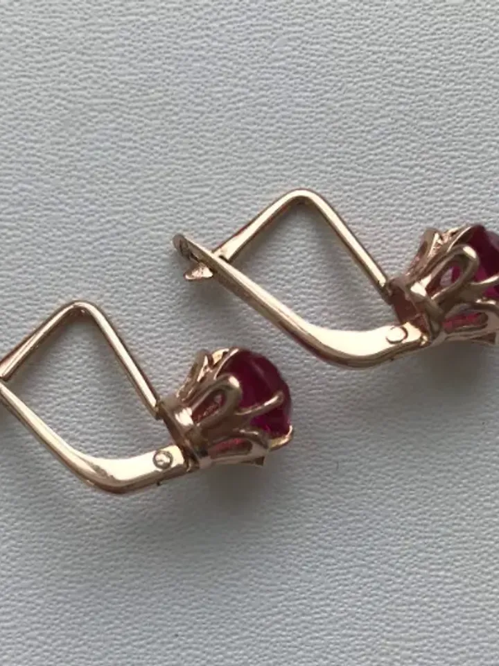 Graceful 14K Original Earrings USSR 583 Rose Gold with beautiful pattern Vintage Soviet Retro Russian Women's jewelry
