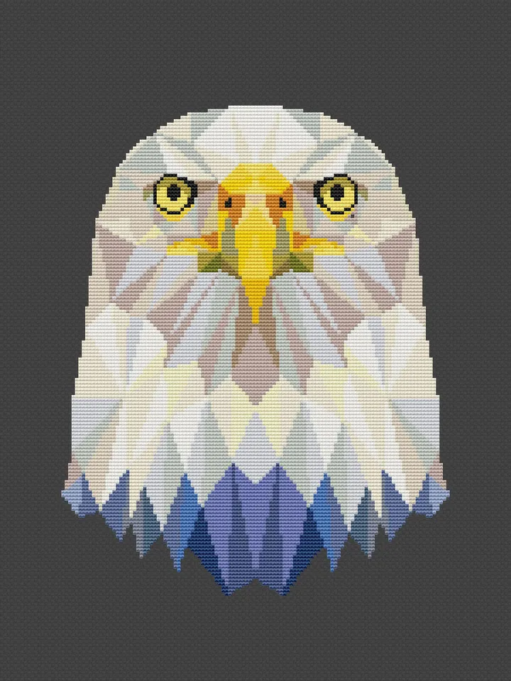 Geometric Eagle Cross Stitch Pattern, Modern Cross Stitch, Geometric Animals Cross Stitch Pattern PDF