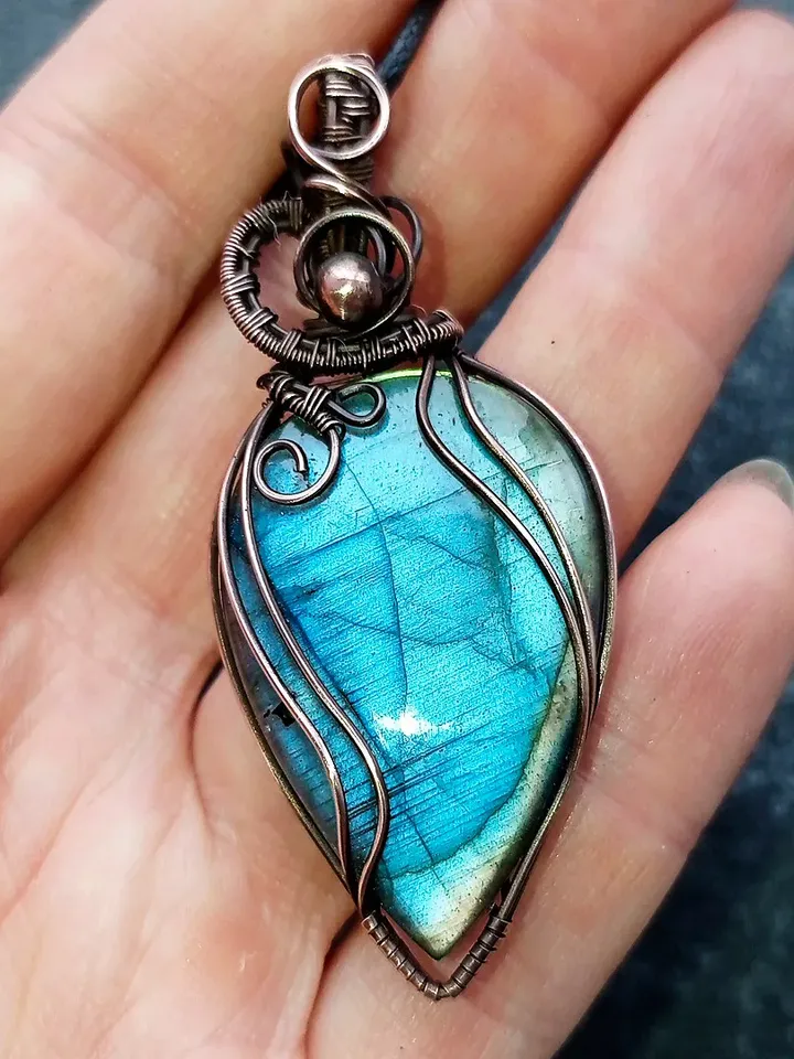Labradorite Necklace, Blue Flash Labradorite Drop Pendant, Minimalist Jewelry, An Easter present for my sister