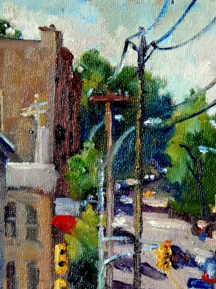 Original Bronx NYC Oil Painting -From Bedford and Webster- 8x10 Oil on Canvas, Impressionist Fine Art, Signed New York City Landscape