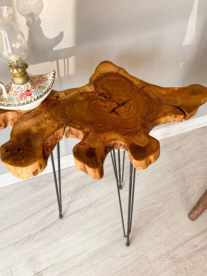 Custom Made & Olive Wood Coffee Table, Live Edge Coffee Table, Unique Coffee Table