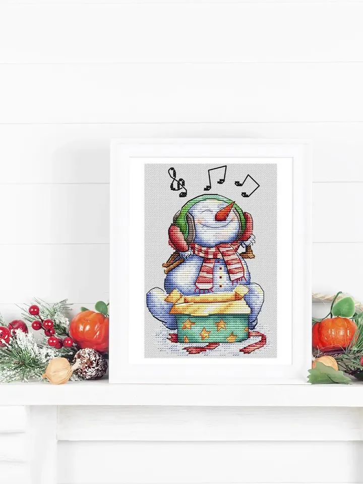 Snowman Cross Stitch Pattern PDF, Funny Christmas, Winter Cozy Counted Cross Stitch, Cute Funny Snowman Embroidery