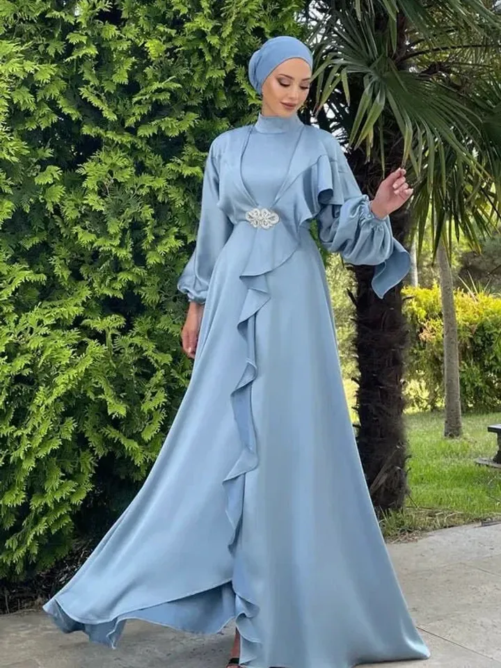 AHUNARE HIJAB - Helin Tesettür Abiye - Bebe Mavisi