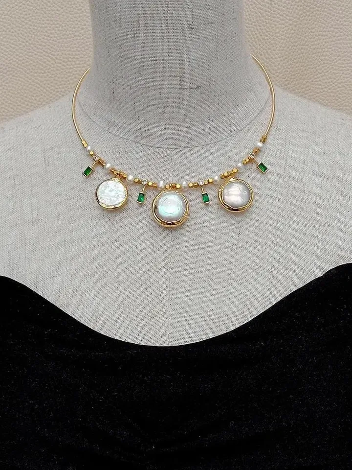 Gold Plated Choker Necklace, Pearl Necklace, Gold Choker, Pearl Choker, Gold Necklace, Unique Necklace, Gemstone Necklace, Gemstone Choker