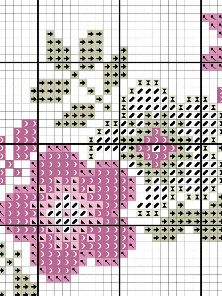 Modern cross stitch. Flower border cross stitch pattern. Wreath cross stitch pattern.