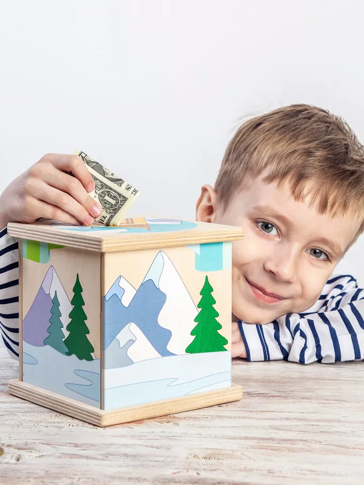 Wooden piggy bank Trip to Alaska Kids Birthday Gift, Coin Bank, nursery decor